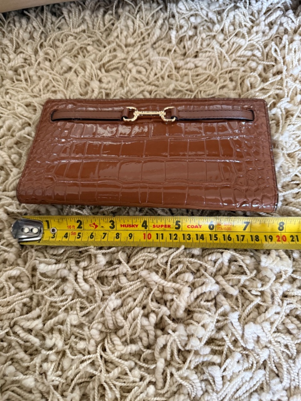 Michael Kors Carson Large Snap Wallet Crocodile Embossed Leather Brown NWOT - Picture 9 of 9